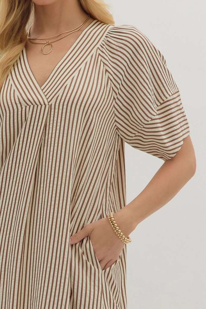 Amber Seersucker Midi Dress Stylish Feel