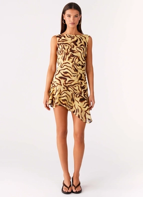 Maris Asymmetrical Mini Dress - Laguna Print Sleeveless Effortless Look