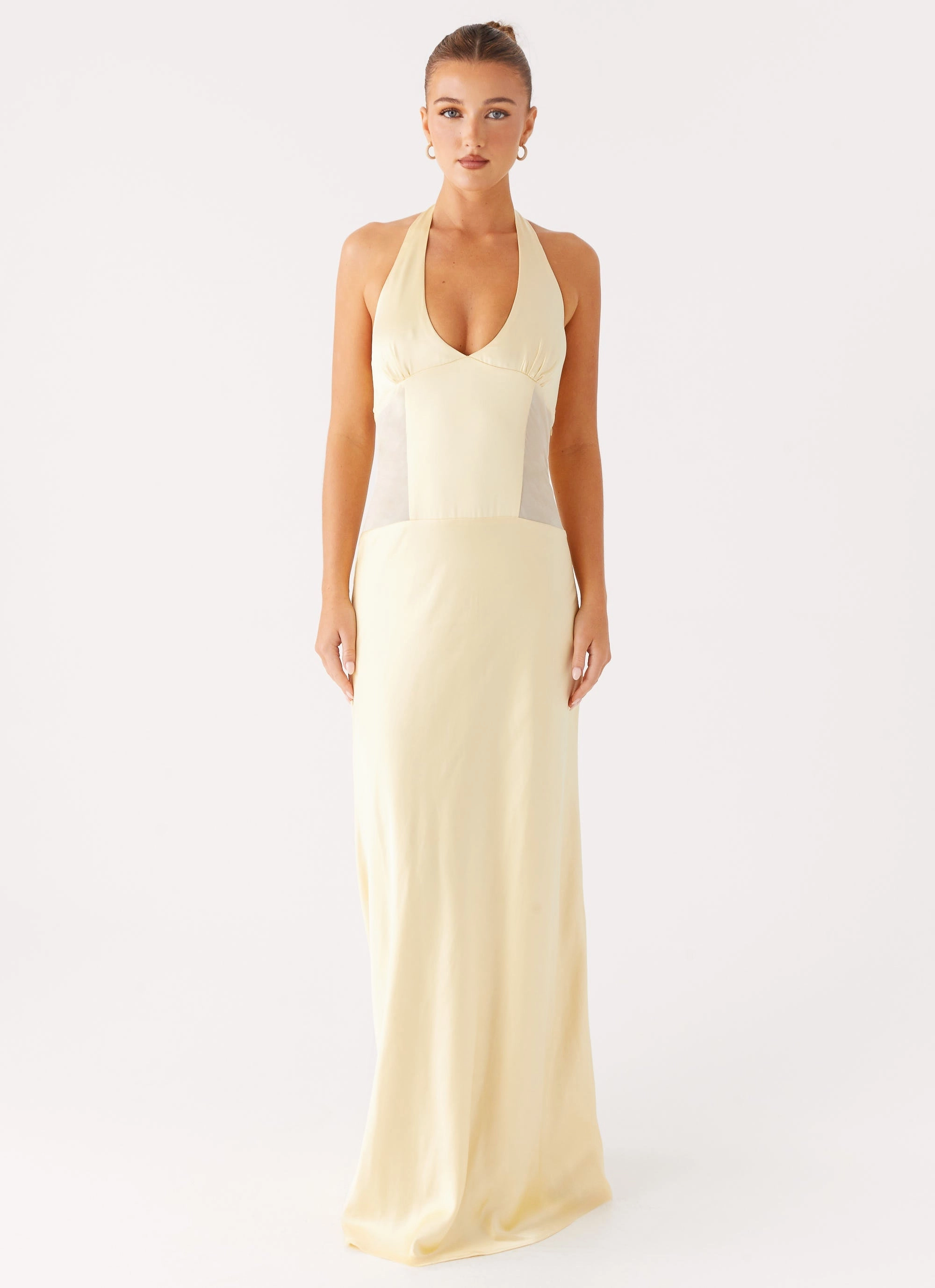 Ambre Mesh Panel Maxi Dress - Yellow Casual Layering
