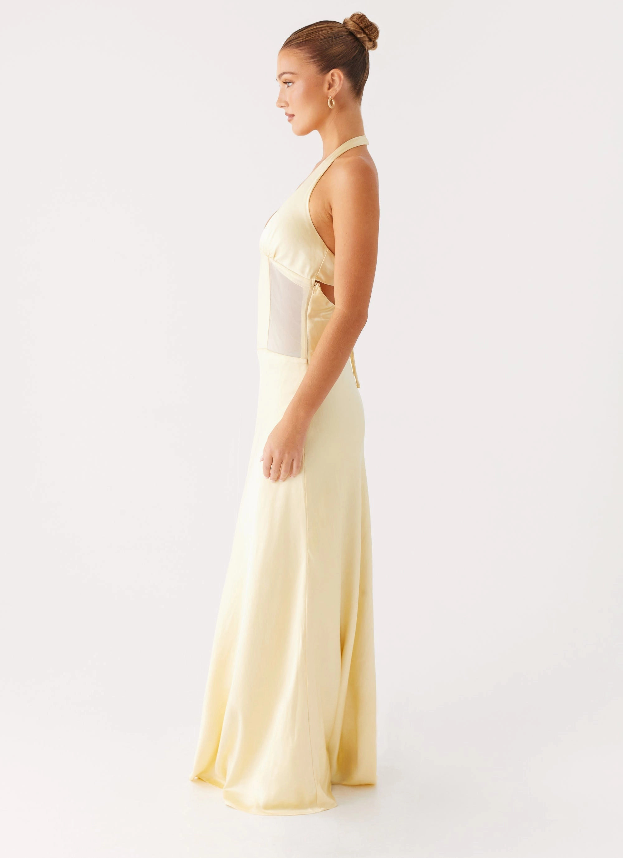 Clean Drape Warranty-Included Ambre Mesh Panel Maxi Dress - Yellow