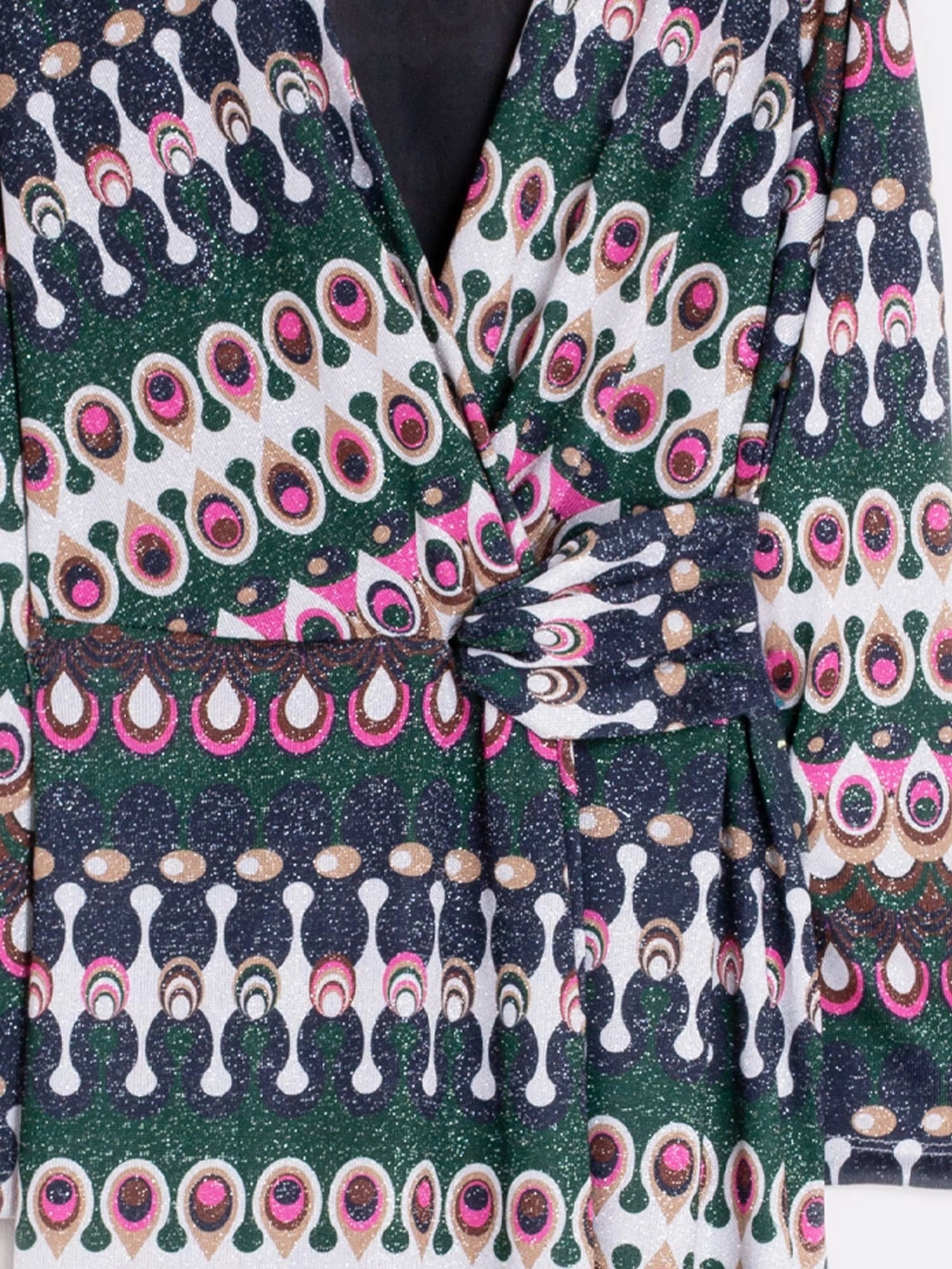 Sleek Vibe Amelia Midi Wrap Dress in Geometric Lurex