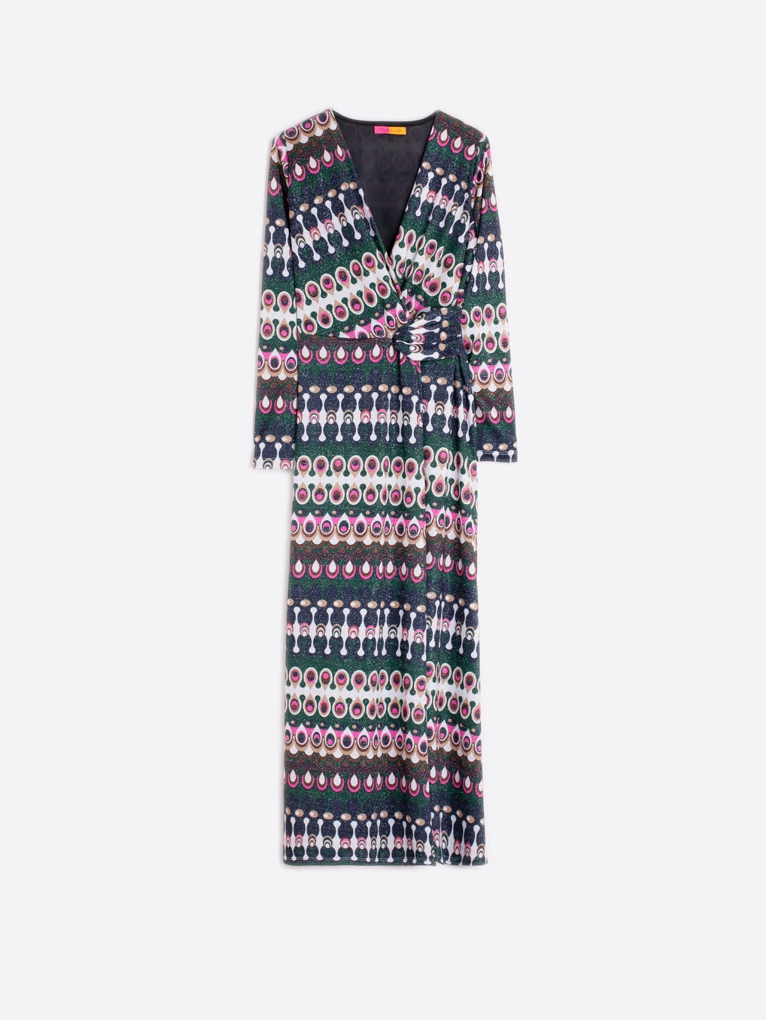 Travel Fit Amelia Midi Wrap Dress in Geometric Lurex