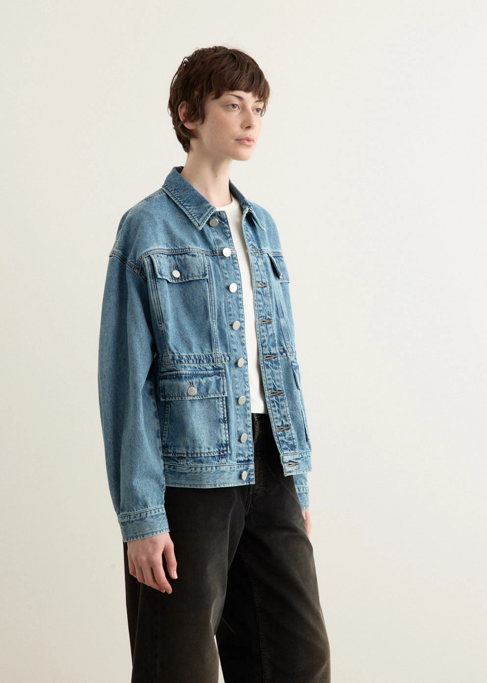 City Ready Style Amy Cinched Denim Trucker Jacket