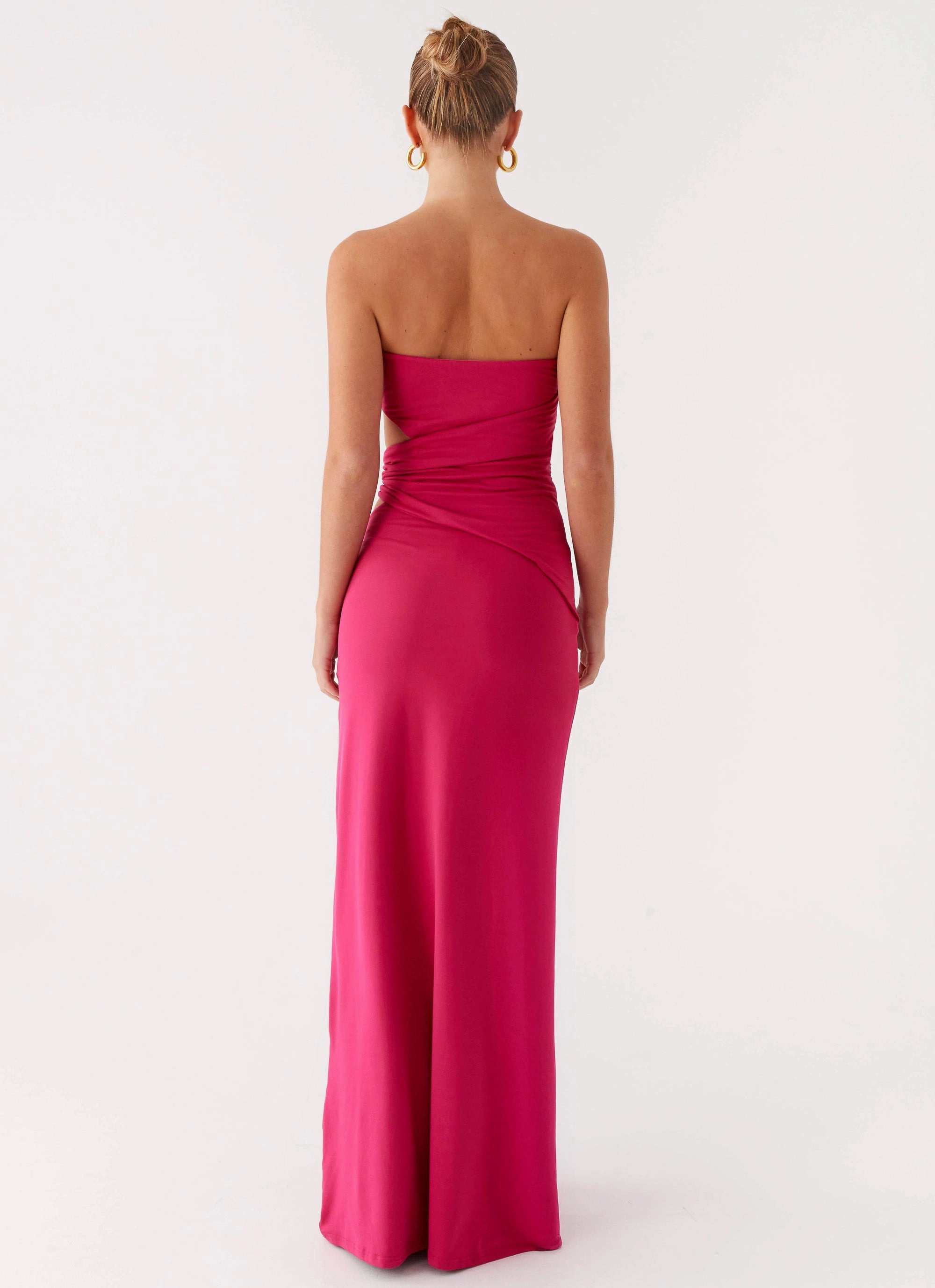 Leg-Lengthening Open-back Anetta Maxi Dress - Fuchsia