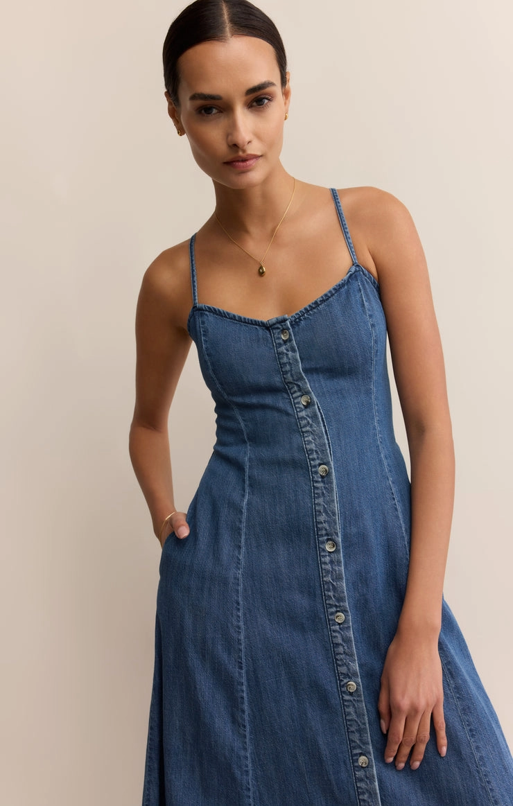 Smooth Tone ANGEL EYES DENIM MIDI DRESS