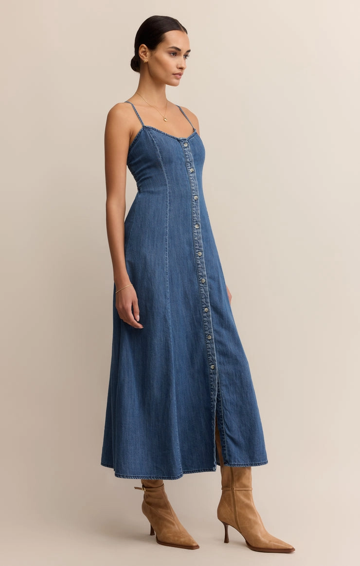 Work Favorite ANGEL EYES DENIM MIDI DRESS