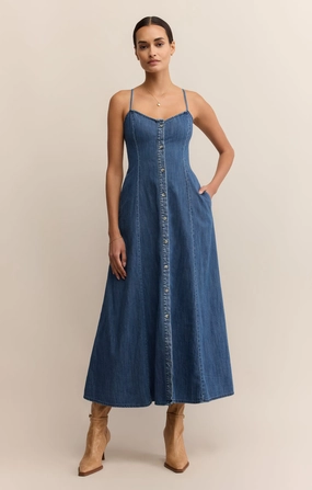ANGEL EYES DENIM MIDI DRESS Comfy Fit Wear Signature-Style