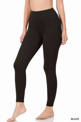 Multi Pocket Design Angela Brushed Microfiber Full Length Leggings S-XL