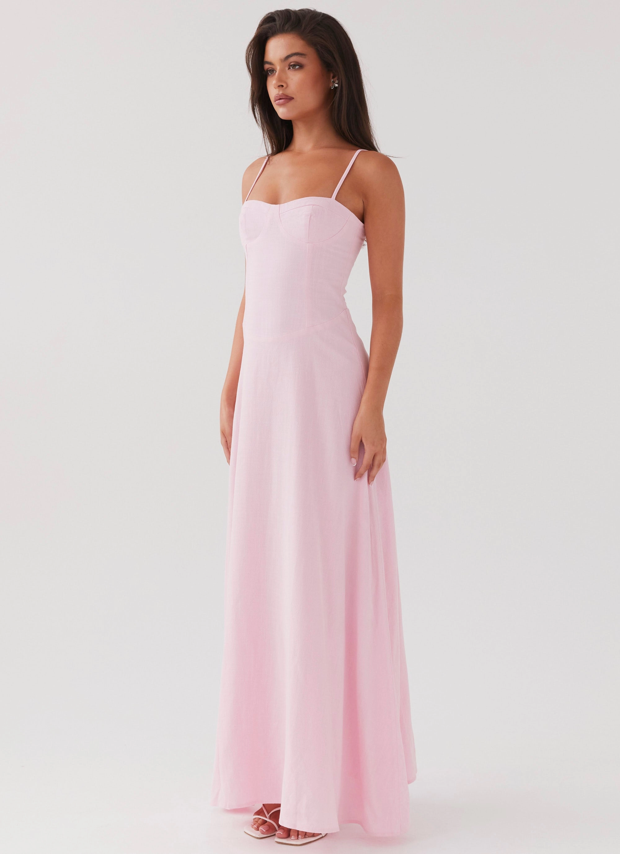 Angelina Linen Maxi Dress - Pink Petal Basic Mood Soft Hue