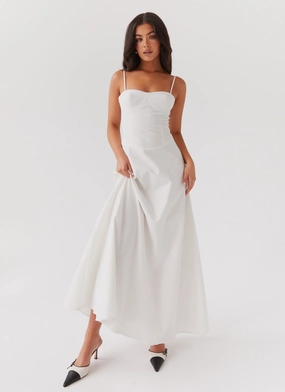 Angelina Linen Maxi Dress - White Chilly Comfort Wear Air Layer