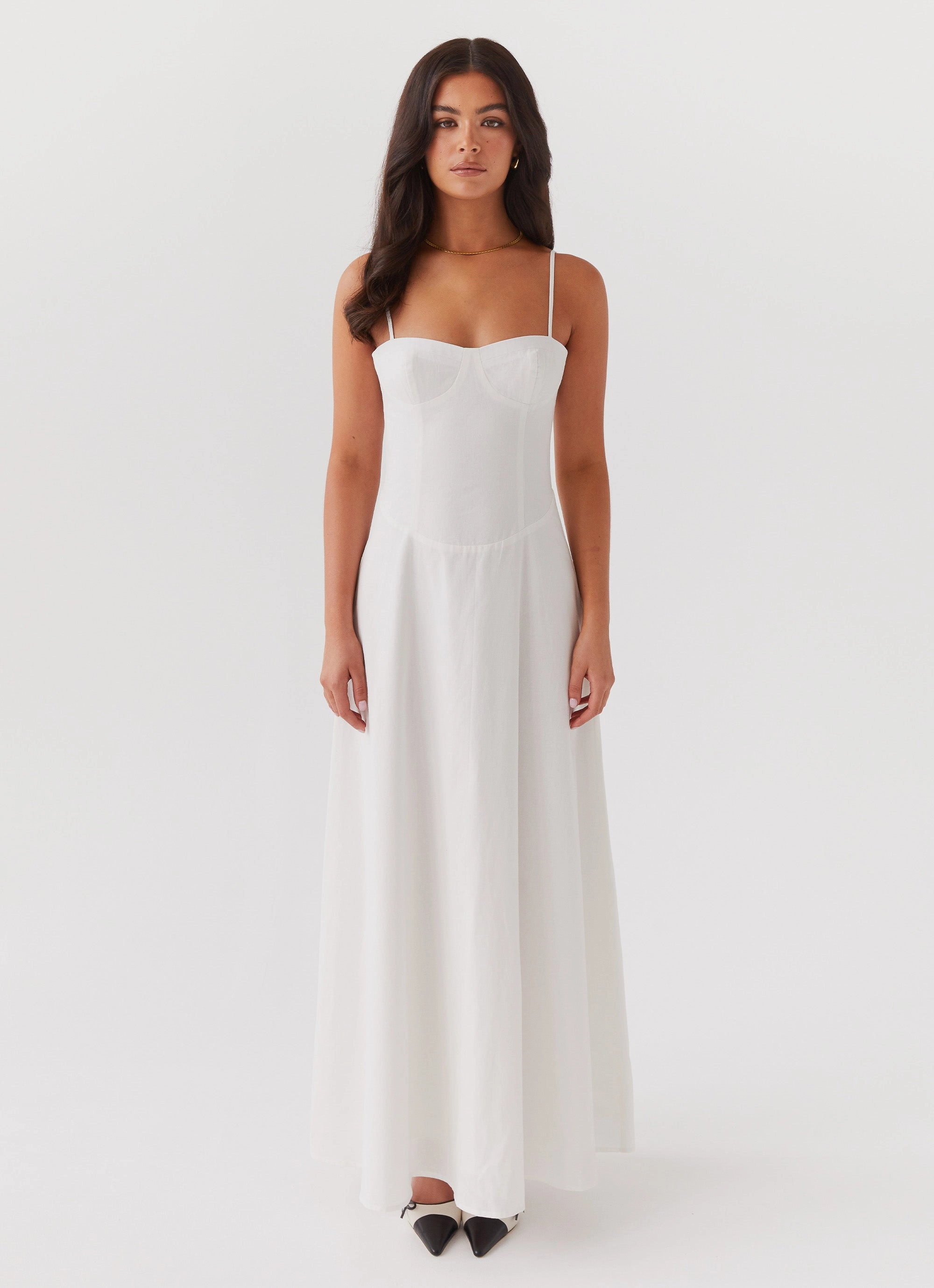 Angelina Linen Maxi Dress - White Trendy Wearable spring outfit