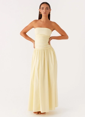 Carmel Maxi Dress - Yellow Ruffle-Detail