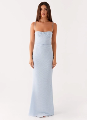 Anna Sophia Maxi Dress - Blue Elegant Look Light Blend