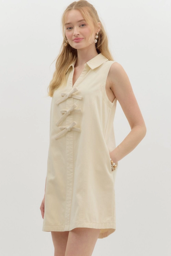 Annabelle Bow Front Mini Dress London Edge Rhinestone-Detail