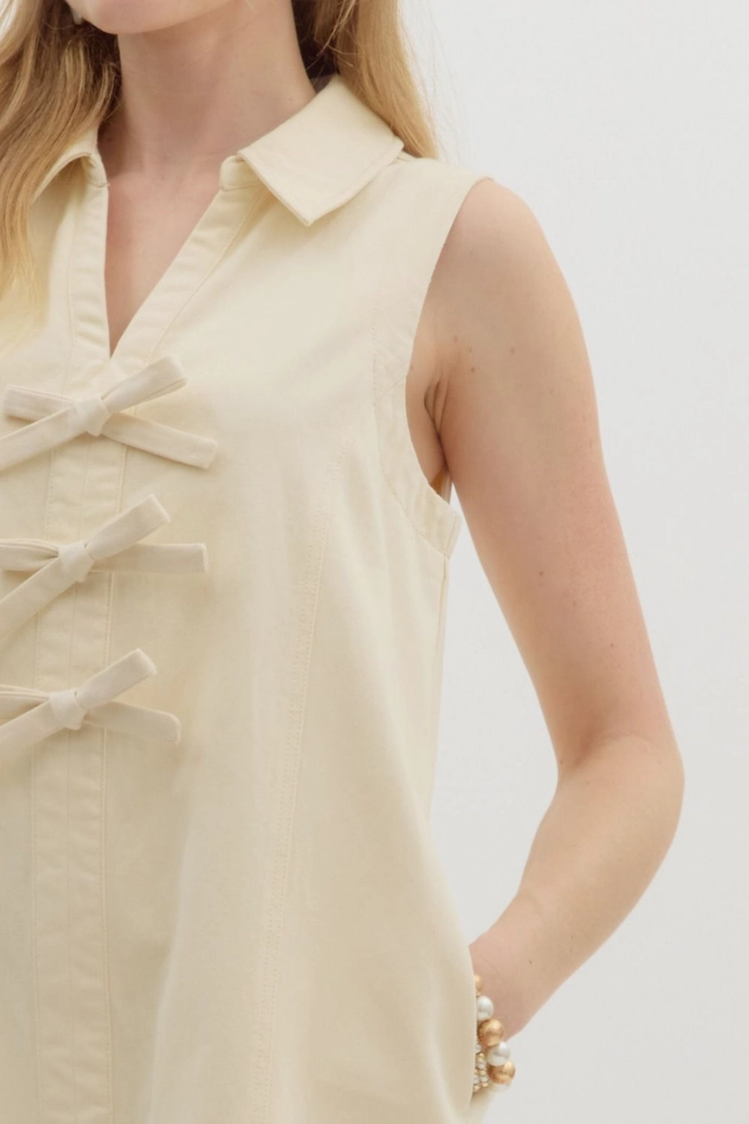 Casual-Look Gentle Glow Annabelle Bow Front Mini Dress