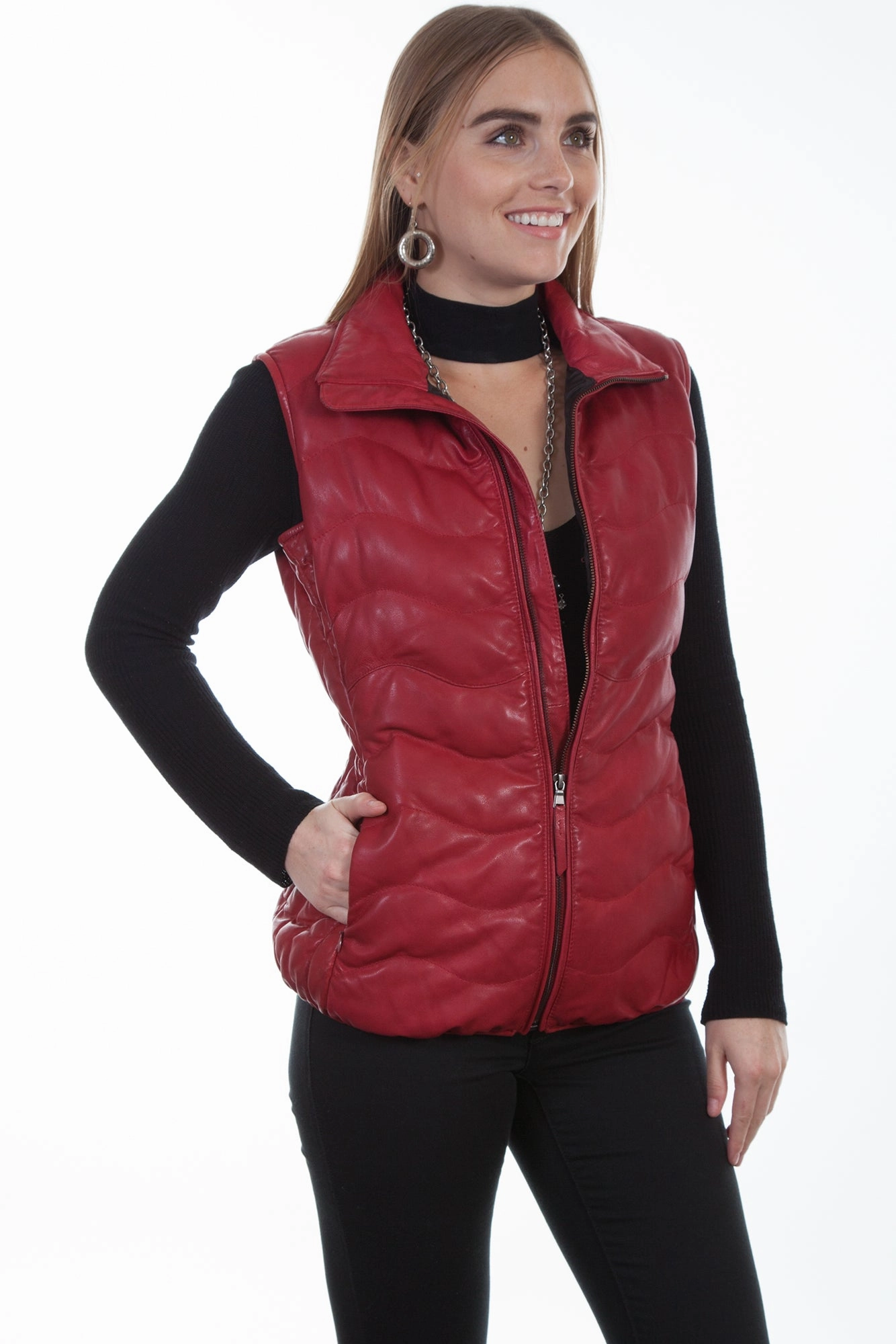 Cold Weather Gear Scully Womens Red Soft Lamb Puffer Vest