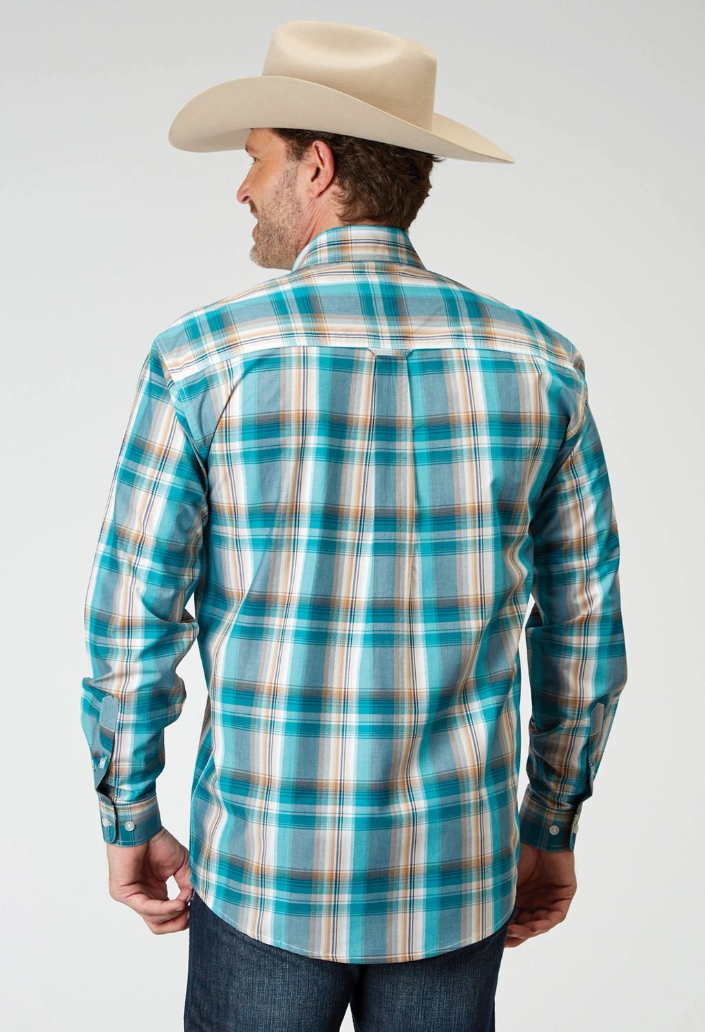 Roper Mens Waters Edge Plaid Multi-Color 100% Cotton L/S Shirt Eco Friendly Material Pullover Design