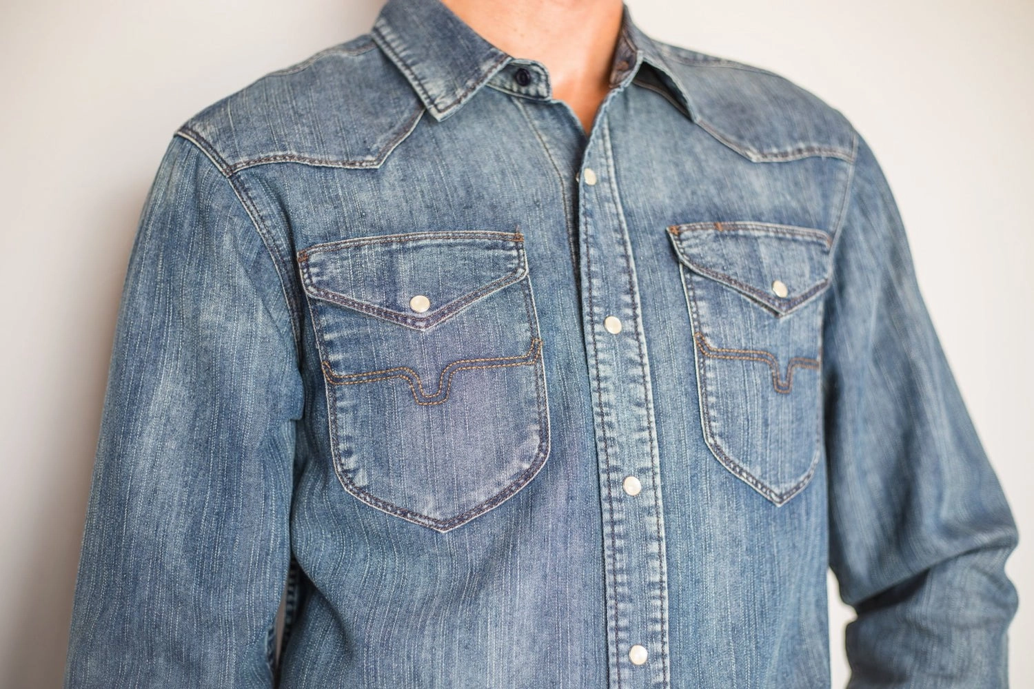 Kimes Ranch Mens Grimes Dark Indigo Denim Cotton Blend L/S Shirt Polo Style Durable Thread Construction