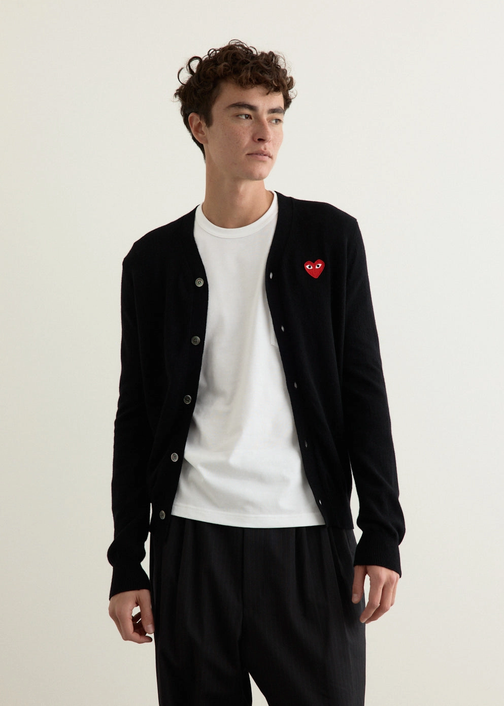 Red Heart V-Neck Cardigan Bonded Hem Technology StaticFree Material