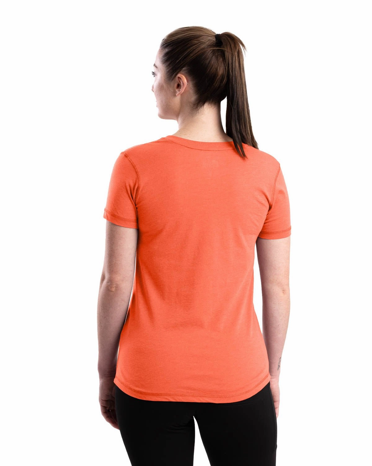 Berne Coral Cotton Blend Ladies Lightweight Performance V-Neck S/S Fast Drying