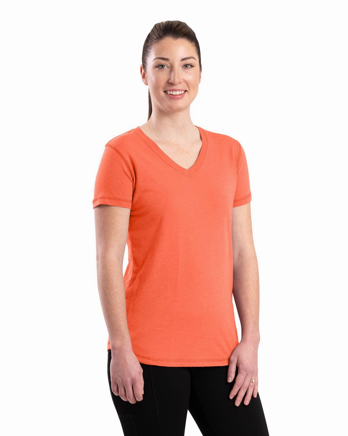 Berne Coral Cotton Blend Ladies Lightweight Performance V-Neck S/S Midweight Textile