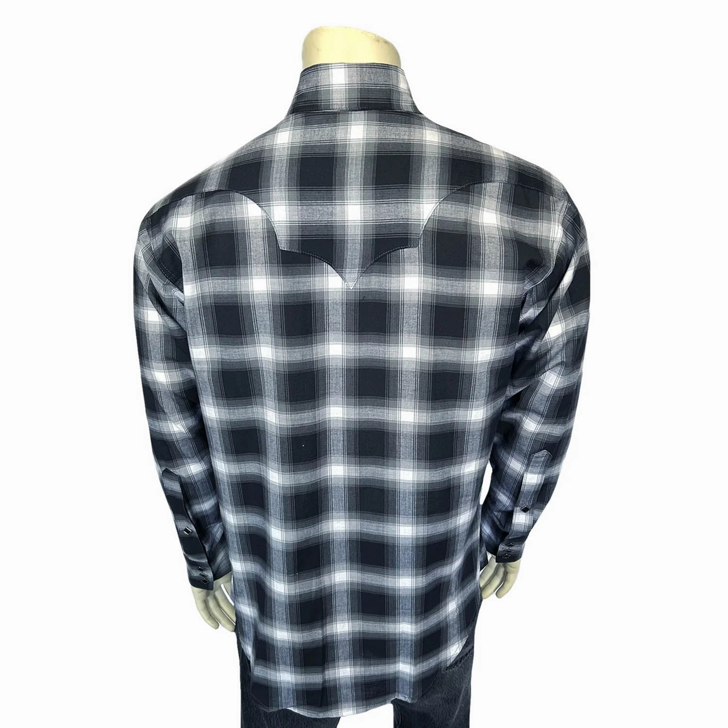 Urban Edge Rockmount Mens Shadow Plaid Western Black/Blue 100% Cotton L/S Shirt
