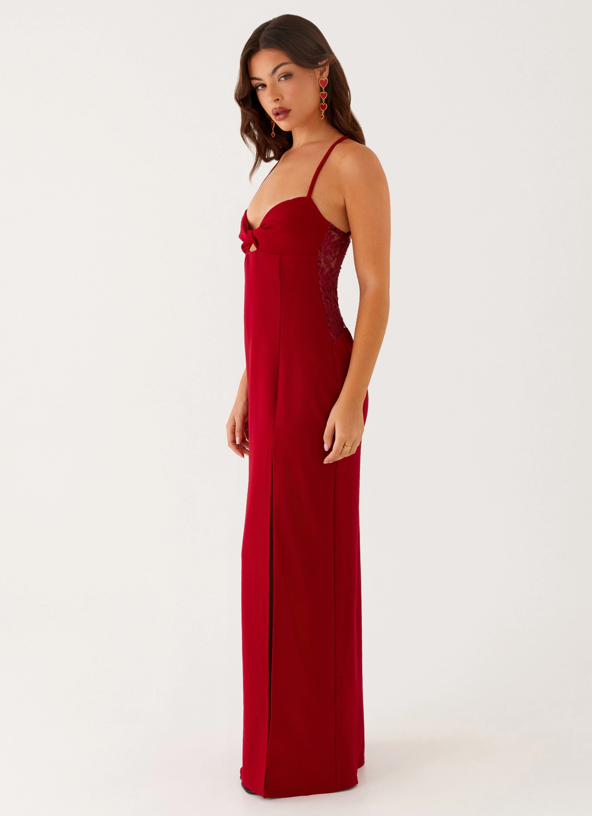 Bright-colored piece Retro Vibes Heartbreaker Maxi Dress - Deep Red