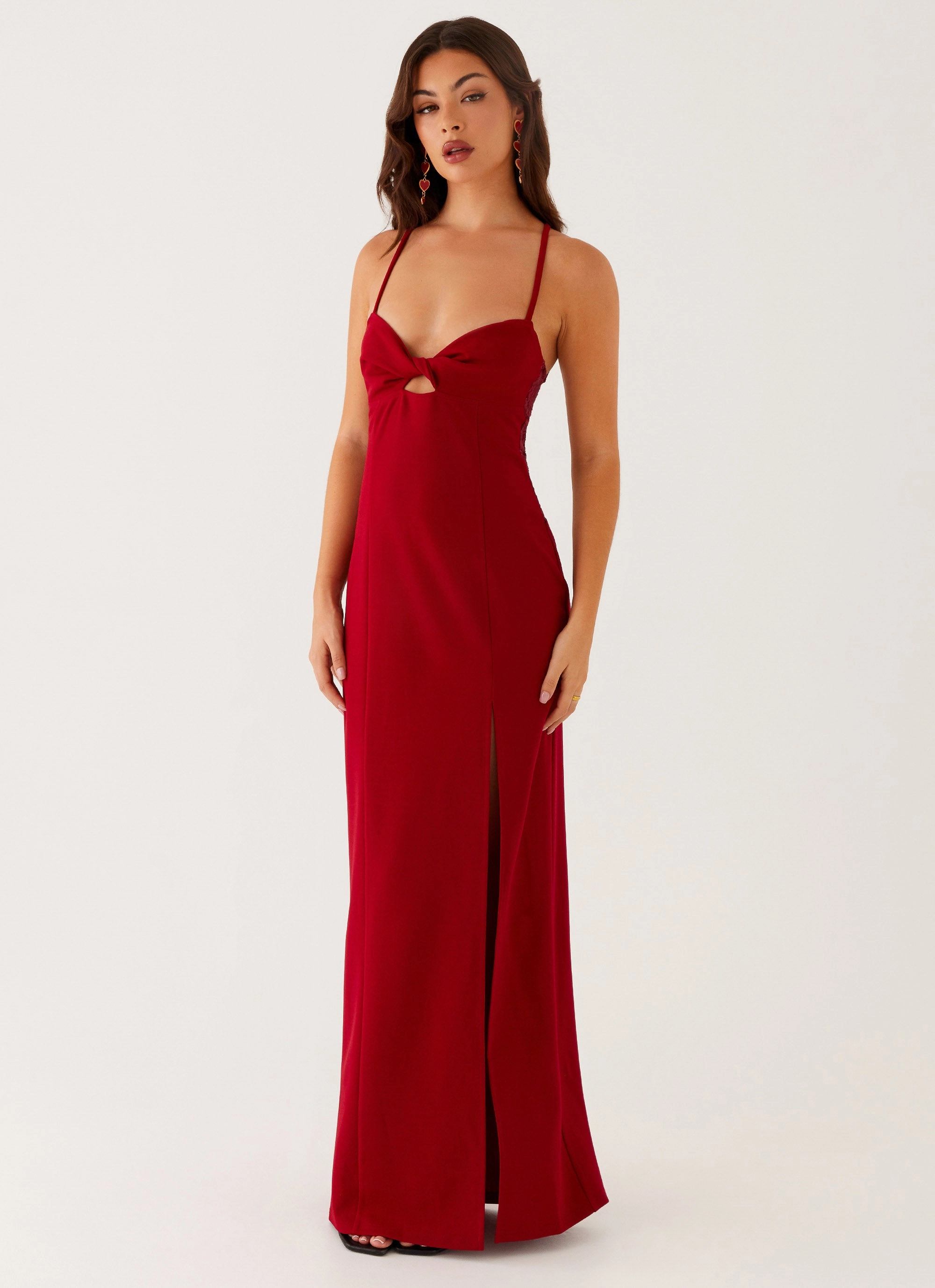 Heartbreaker Maxi Dress - Deep Red Farm Scene