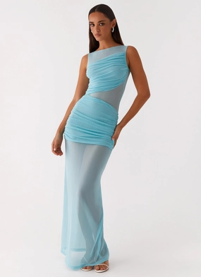 Apollo Maxi Dress - Aqua Versatile Layer Wear Playful Twist
