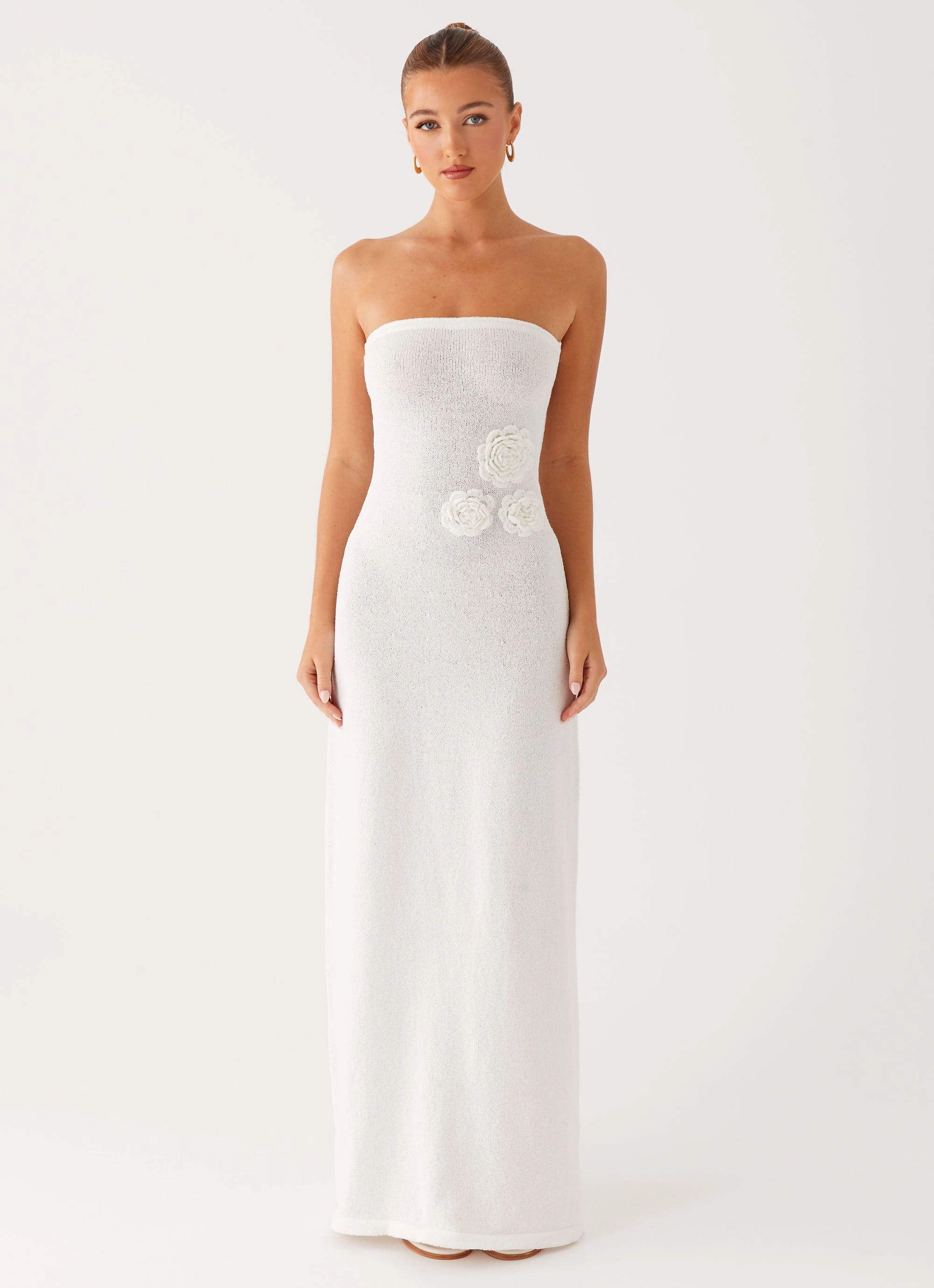 Layered Design Balanced Look Arli Strapless Maxi Dress - Ivory