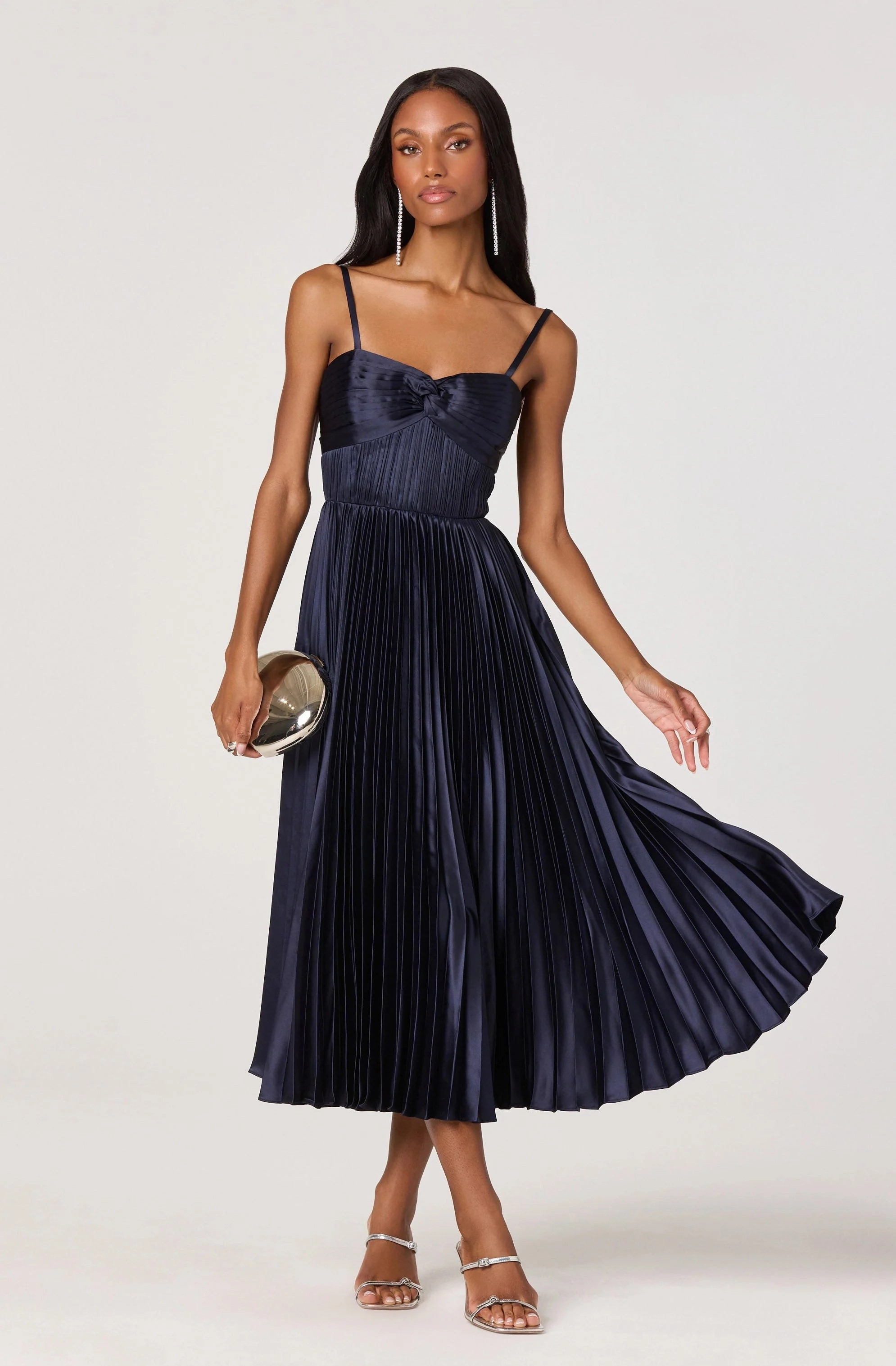 Ascella Sweetheart Pleated Midi Dress in Navy Casual Wear
