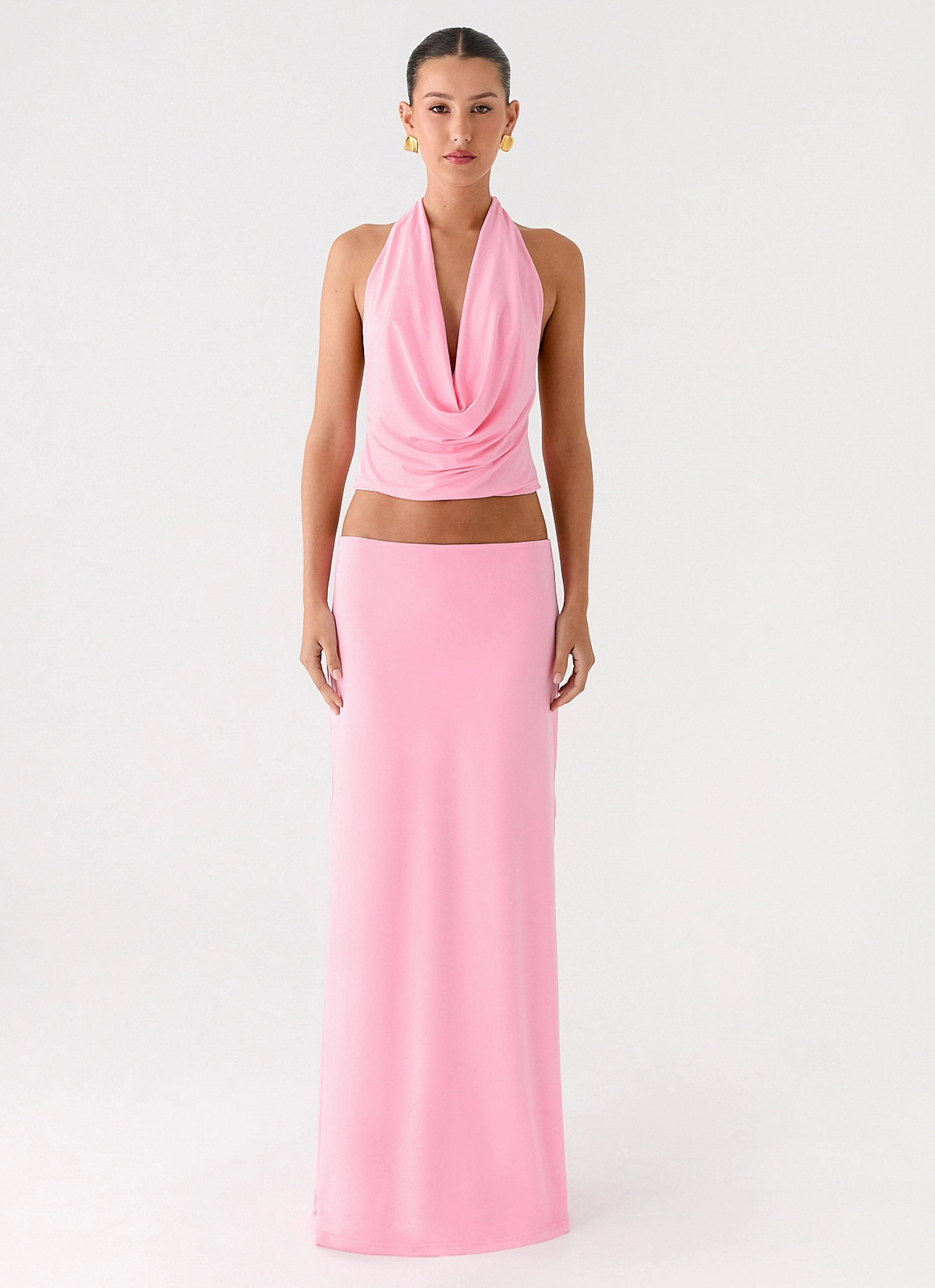 Fashion Fusion Minimalist Chic Ashi Maxi Skirt - Pink