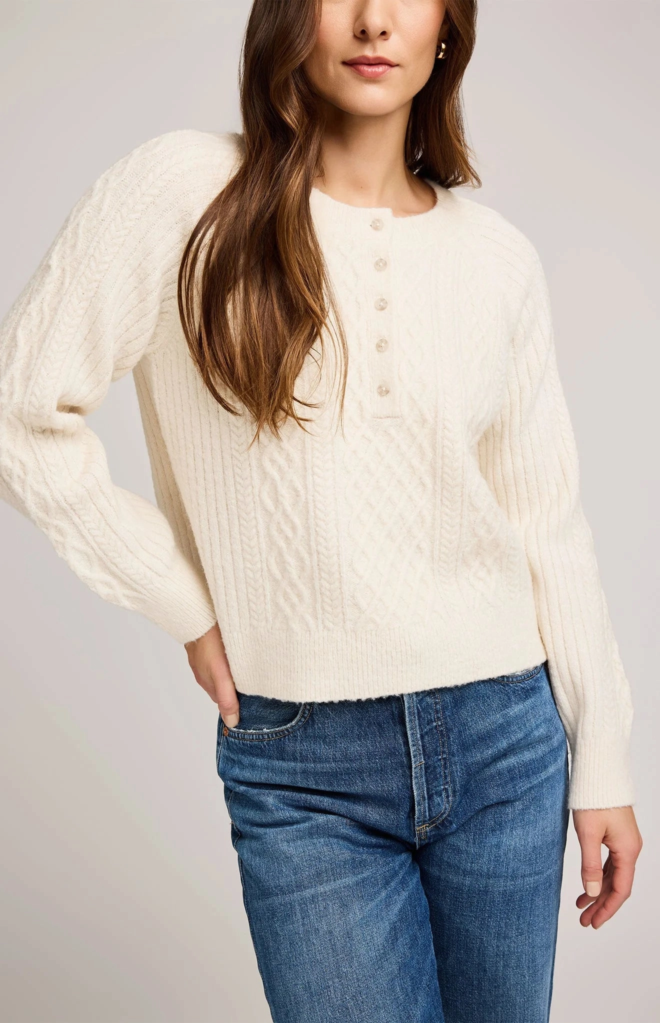 Classic Knitwear Abrasion Resistant Edging Aspen Cardigan - Cream