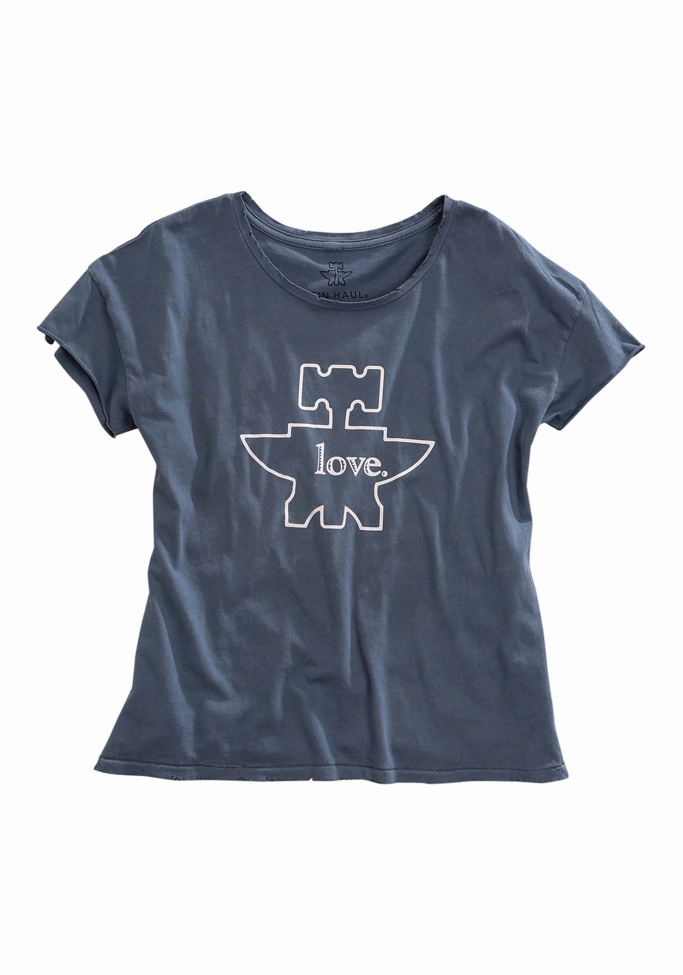 Sustainable Material Date night Tin Haul Womens Love Anvil Logo Denim Blue 100% Cotton S/S T-Shirt