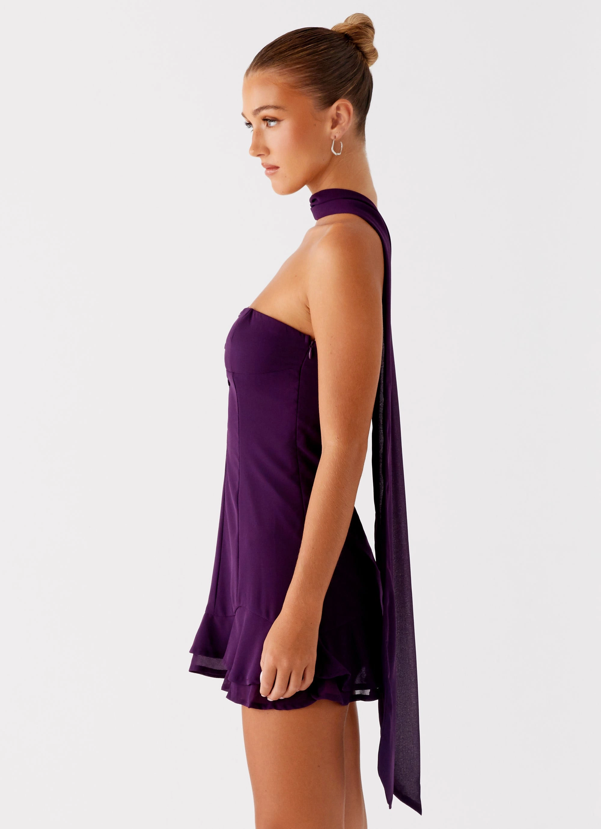 Avenue Mini Dress - Plum Sleeve Light