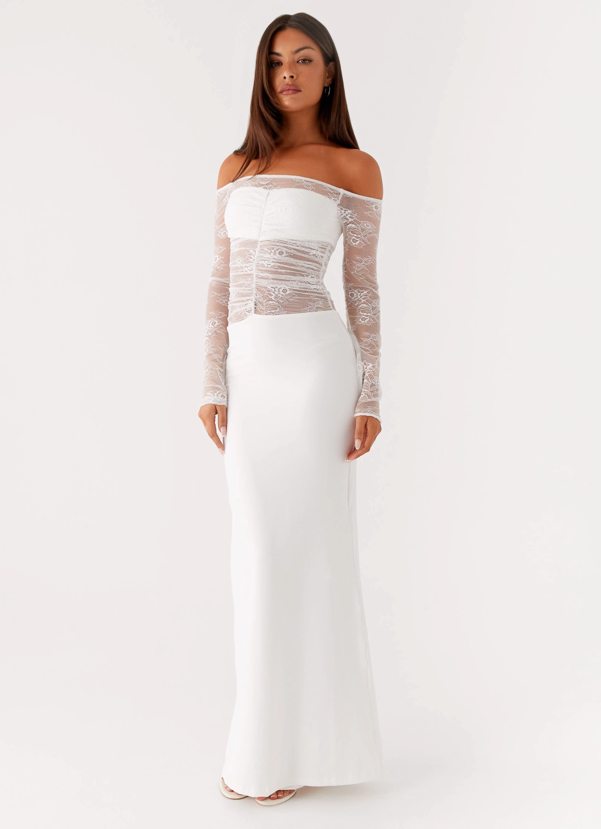Avi Maxi Dress - White Glossy Detail Cruise-Wear