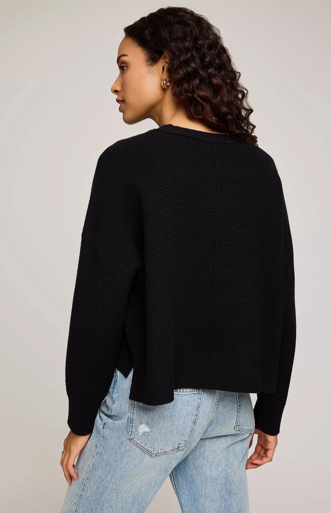 Circular Knit Technology Snuggly Pieces Axel Crewneck Sweater - Black