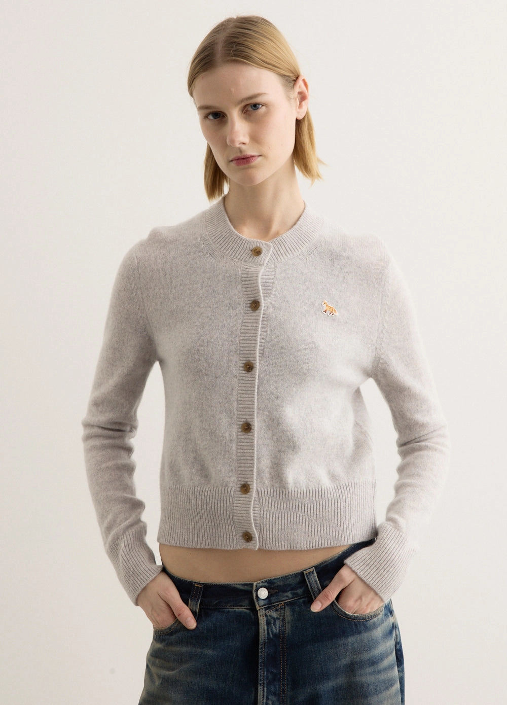 YKK Fasteners All Year Use Baby Fox Patch Fitted Cardigan