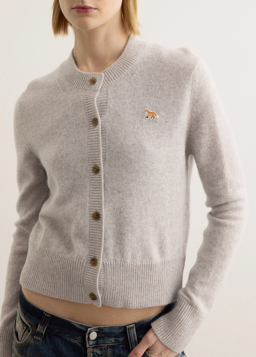 Baby Fox Patch Fitted Cardigan Modern Layer