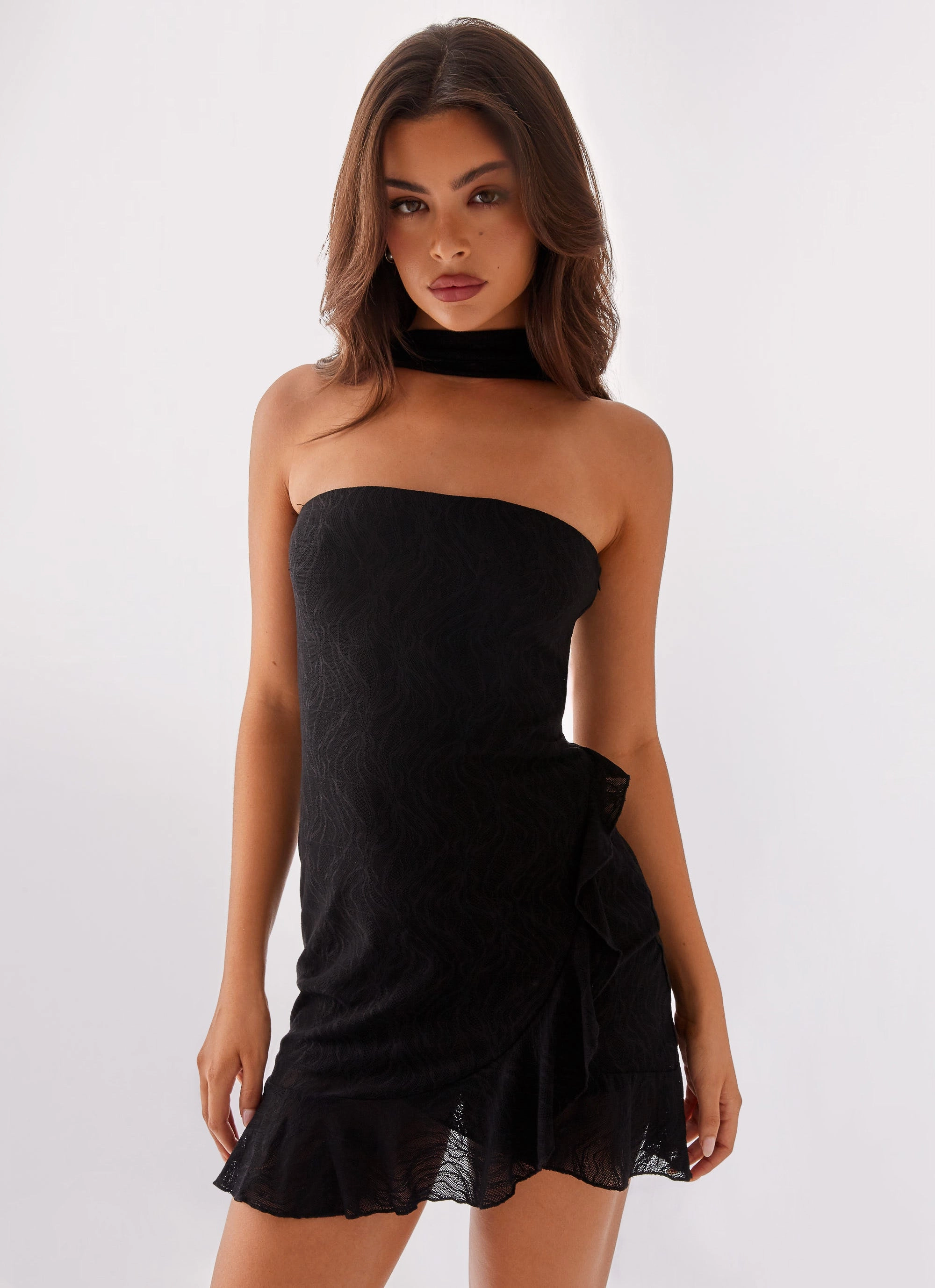 High Neck Bad Habits Mini Dress - Black