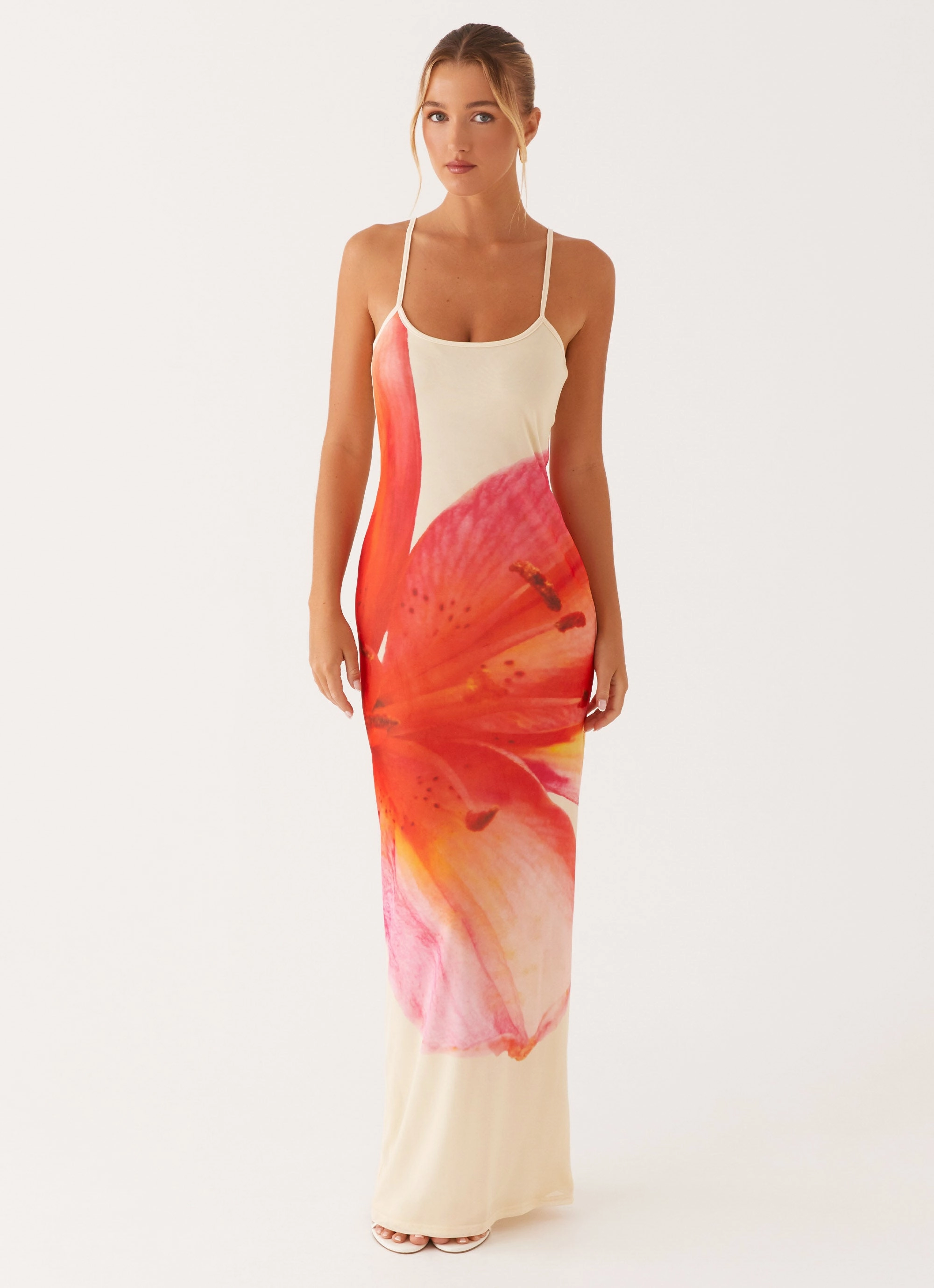 bold appearance Lounge Base Bad News Mesh Maxi Dress - Yellow Floral