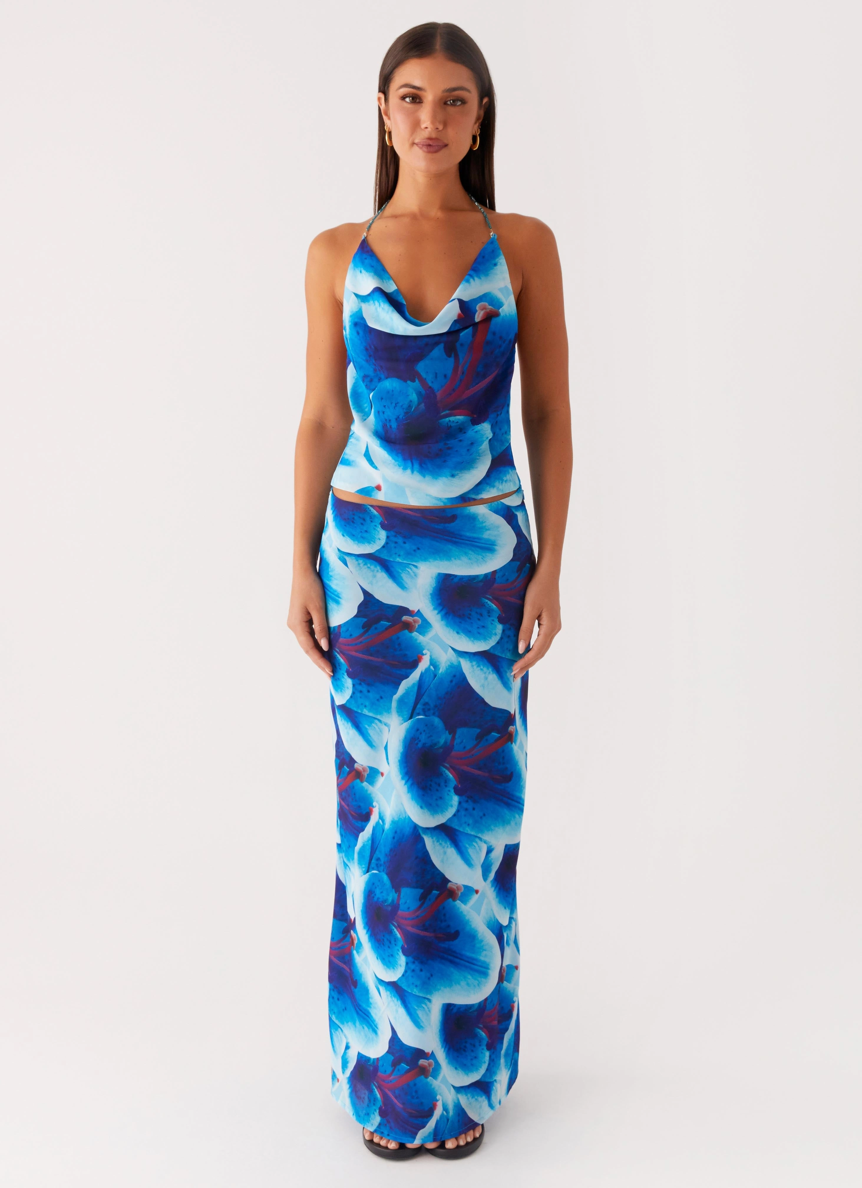 Another Life Halter Top - Turquoise Floral Teen Fashion