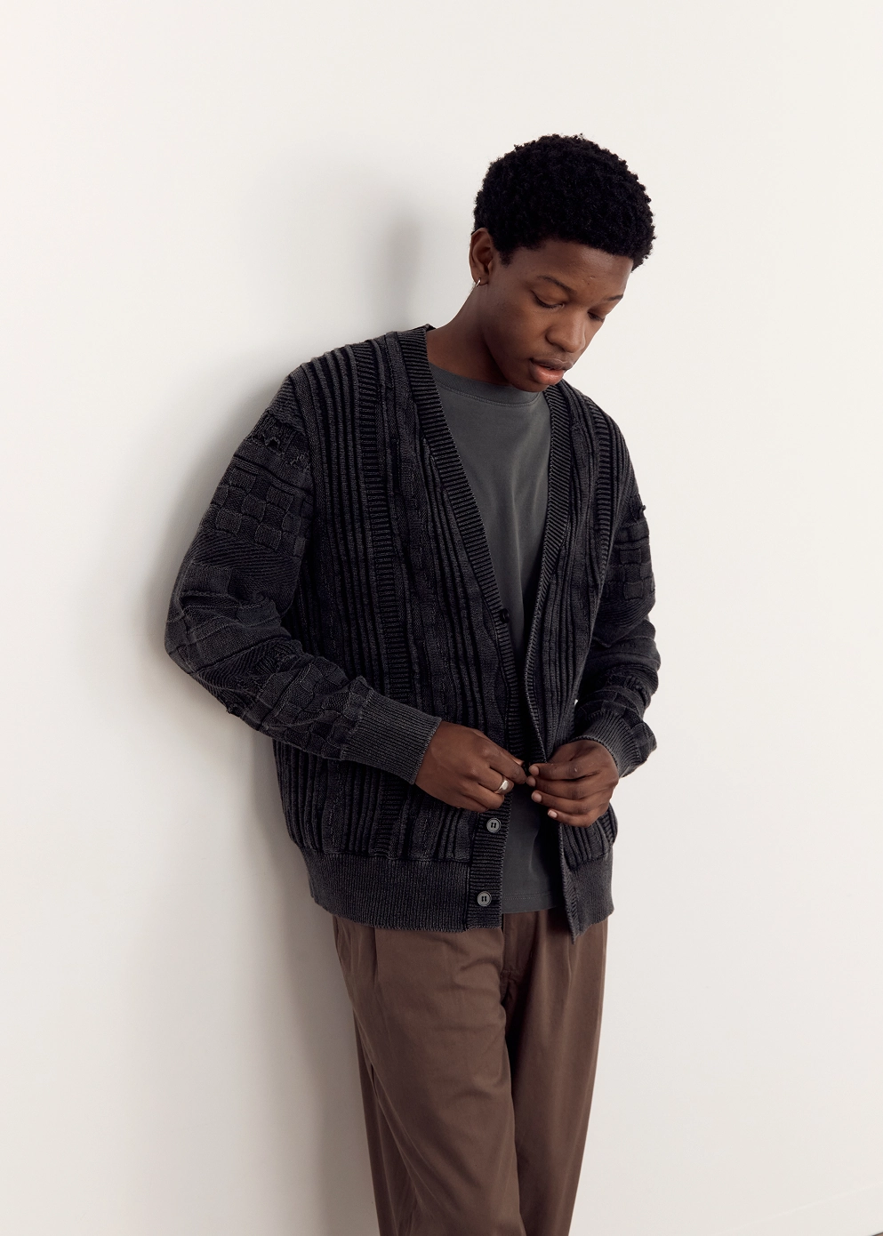 SoftTouch Material DoubleLayered Edging Shutter Rope Cardigan