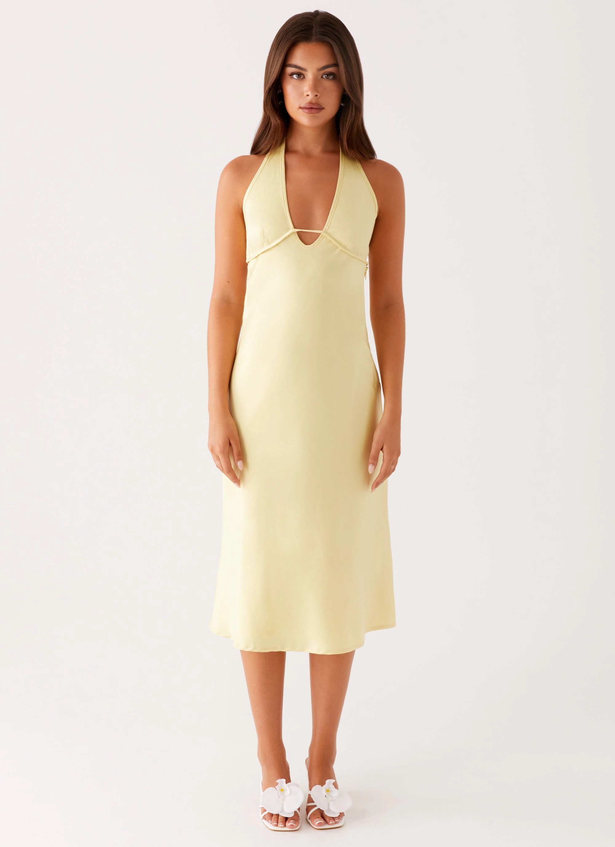 Davies Midi Dress - Yellow Bold Patterns Romantic Hour