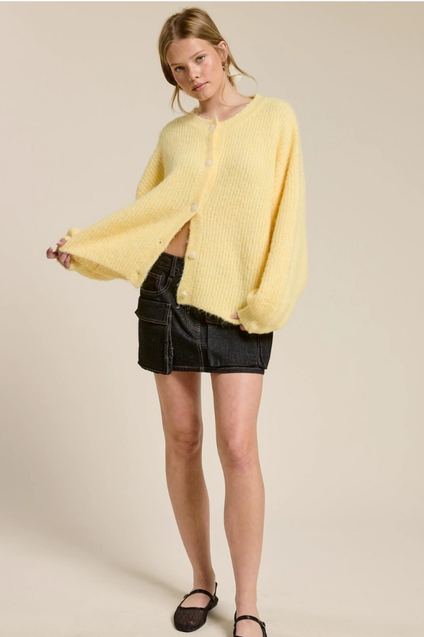 Balloon Sleeve Knit Cardigan - Butter Casual Vibes