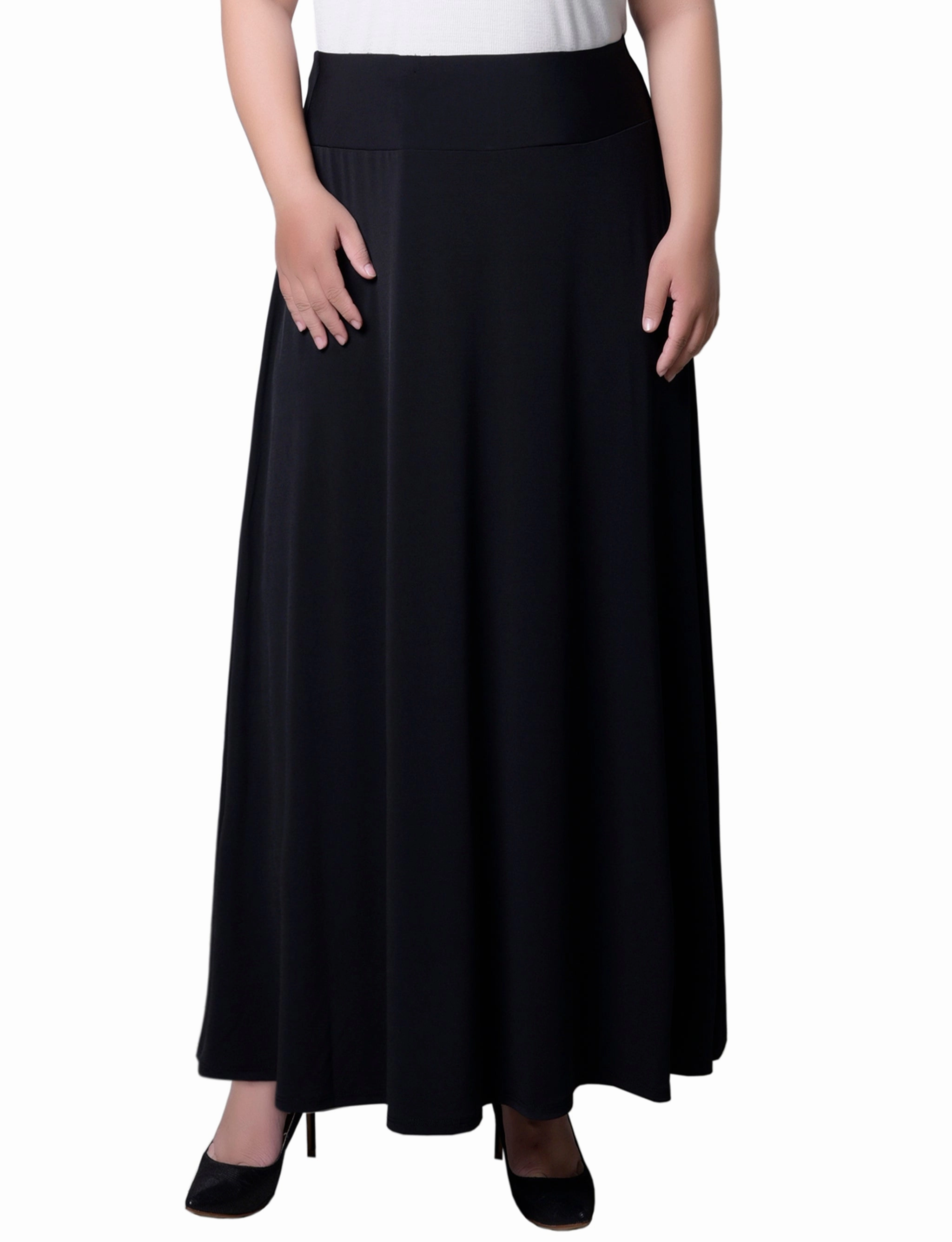 Go To Wear Plus Size Wide Yoked Maxi Skirt