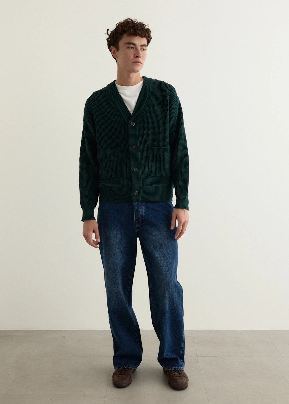 Cold Comforted Michael Plaited Waffle Cardigan