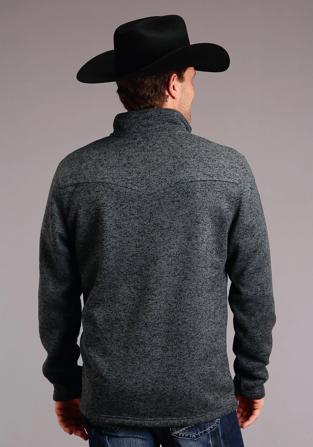 Stetson Mens Grey Polyester Bonded 1/4 Button Sweater Unique Design