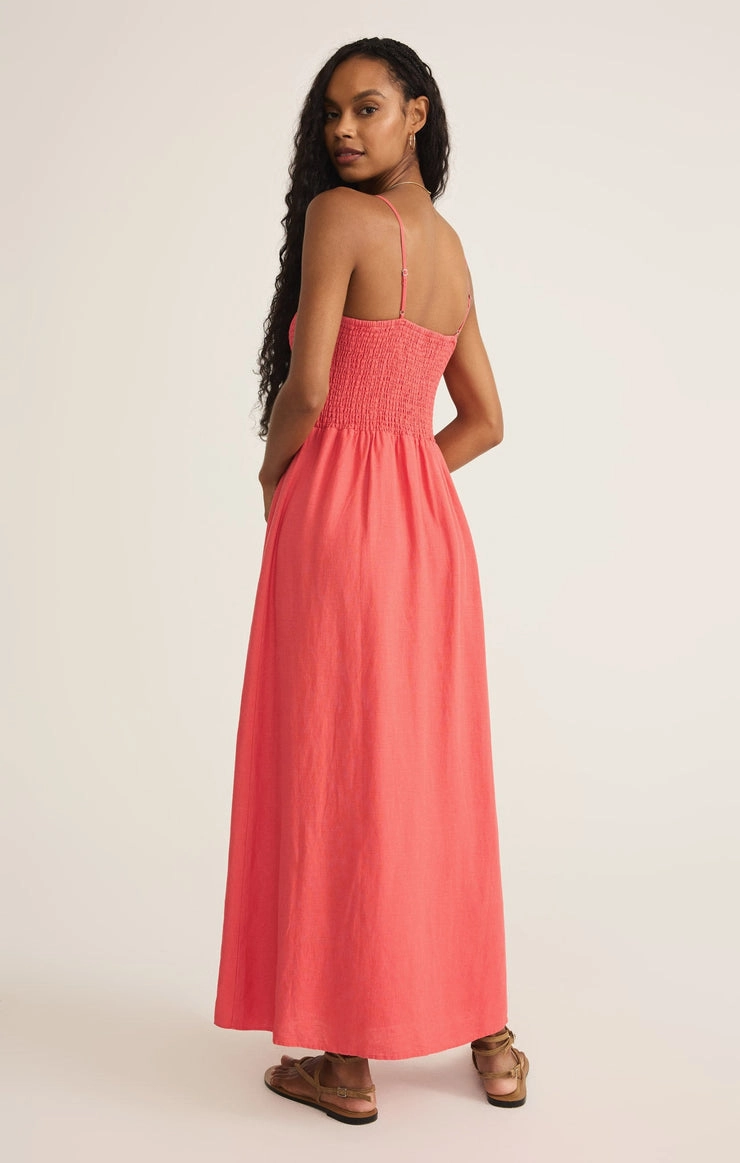 Flattering Layer Minimal Details BAYSIDE LINEN MAXI DRESS