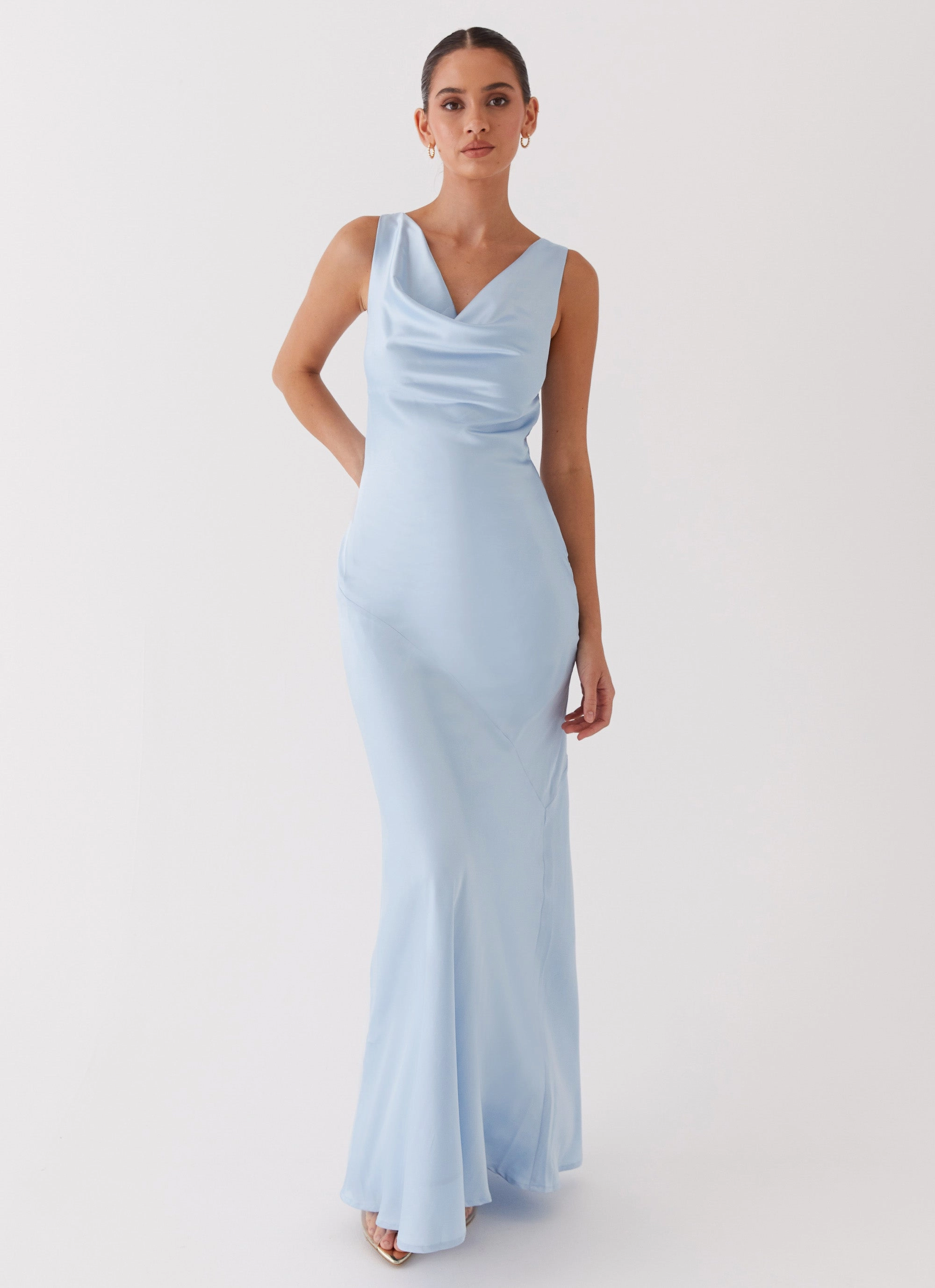 Functional Layer Be Mine Satin Maxi Dress - Blue